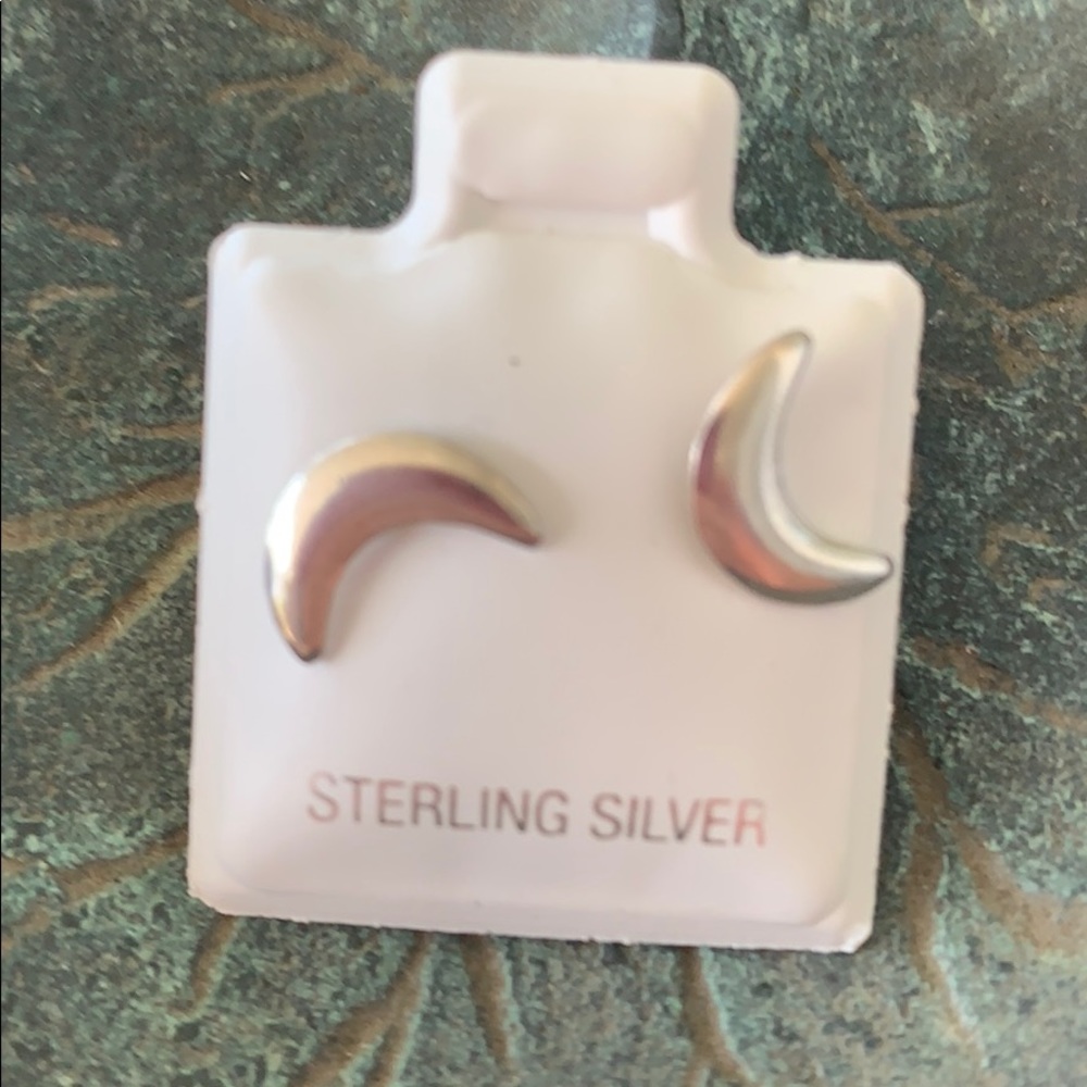 Sterling Silver Moon Studs